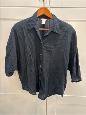 Vintage RODIER 100% cotton Black Button-Up Shirt